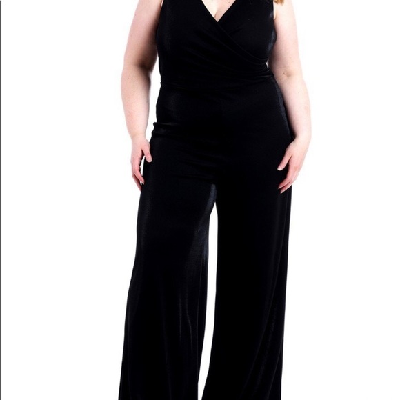 Black Crepe Stretch Wide Leg Jumpsuit. - Picture 1 of 1
